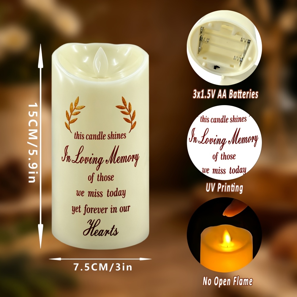TEMU Safe Flameless Remembrance Candles Suitable For, Church, Office - Realistic Flickering Flame With -controlled , Durable Plastic Wax Candles For
