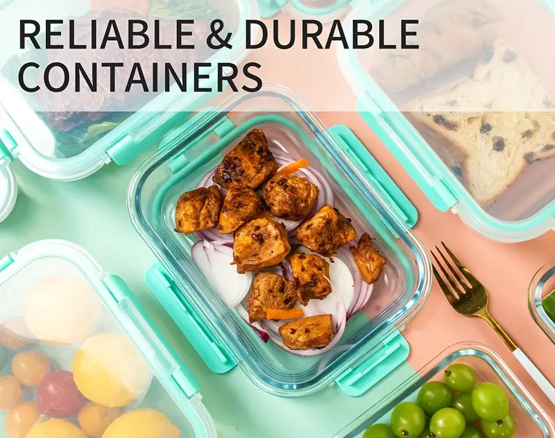 24pcs airtight glass food storage containers set leak proof microwave oven freezer dishwasher safe 12 containers 12 lids for meal prep and lunch Product details 3