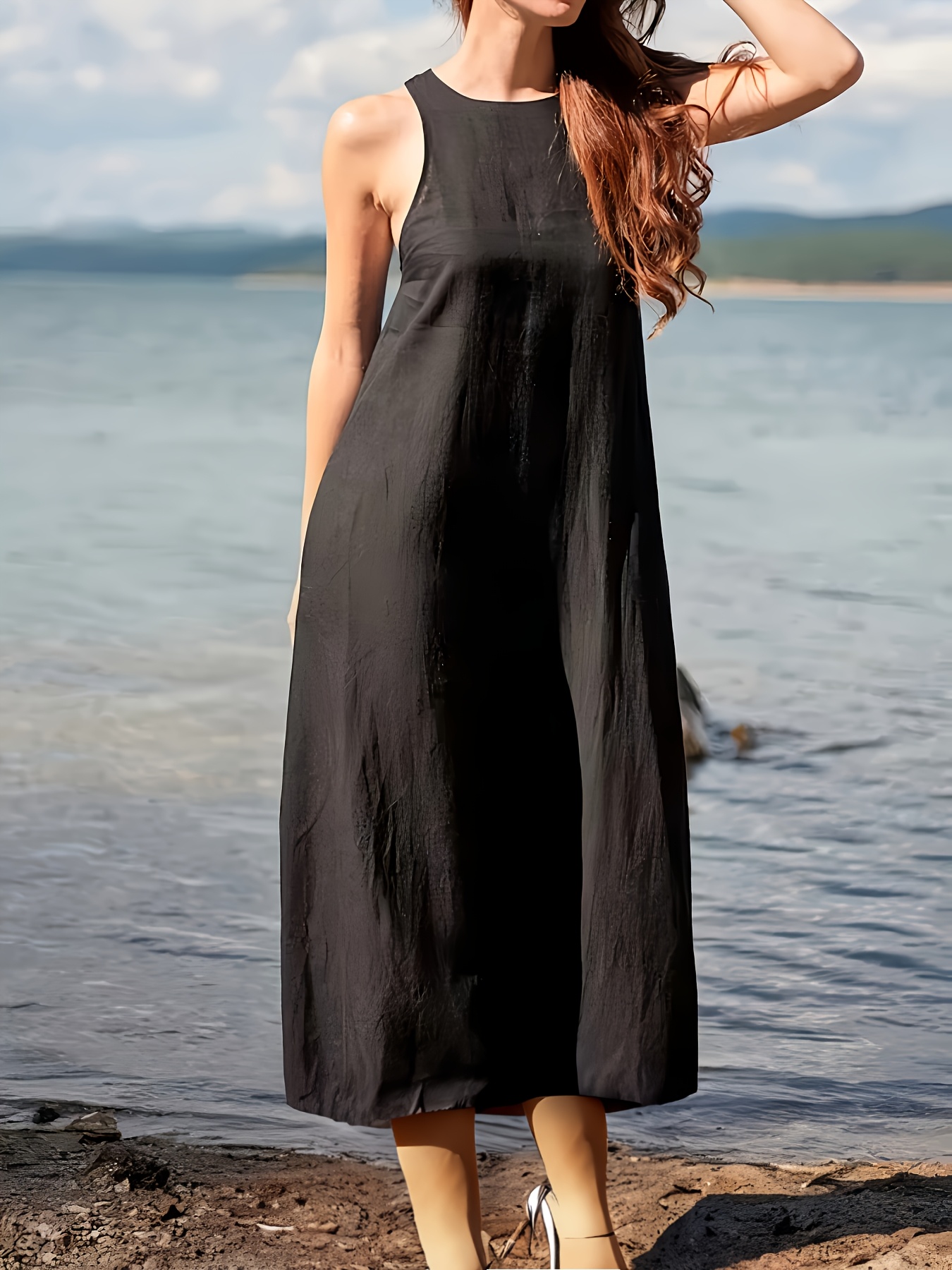 plus size spring summer casual vest maxi dress - Temu