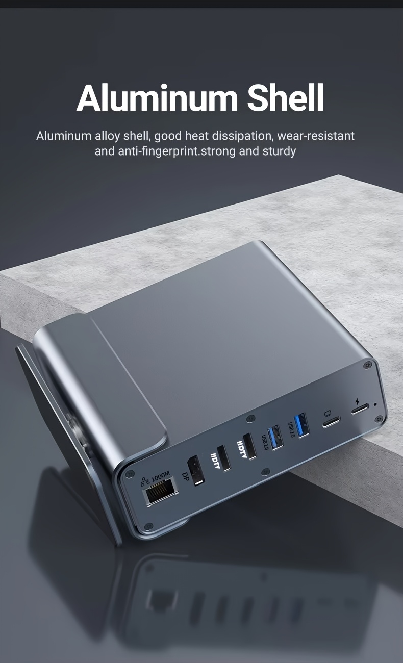 Triple Display Video Docking Station 15-in-1, MST Port, HD 4K 60Hz, DP 3-Screen Extension, USB 3.2 10G, USB C 15-in-1 Hub, SD, TF, Audio, Gigabit Ethernet