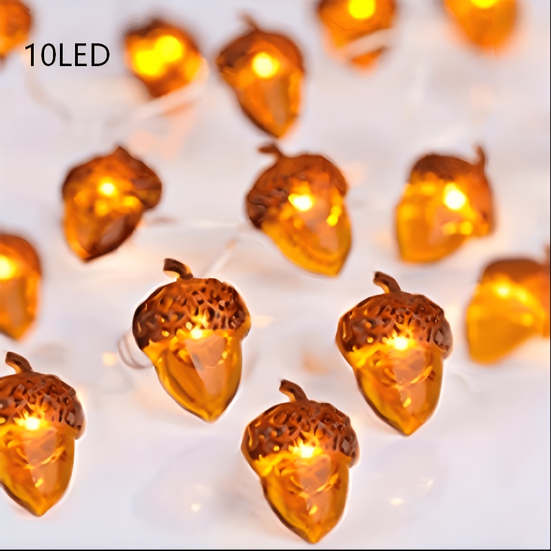 TEMU Catena Luminosa Decorativa a Forma di Noce , Decorazione Ringraziamento, Autunnale, Luci e Originali, 10/20 LED, Funzionamento a Batteria per