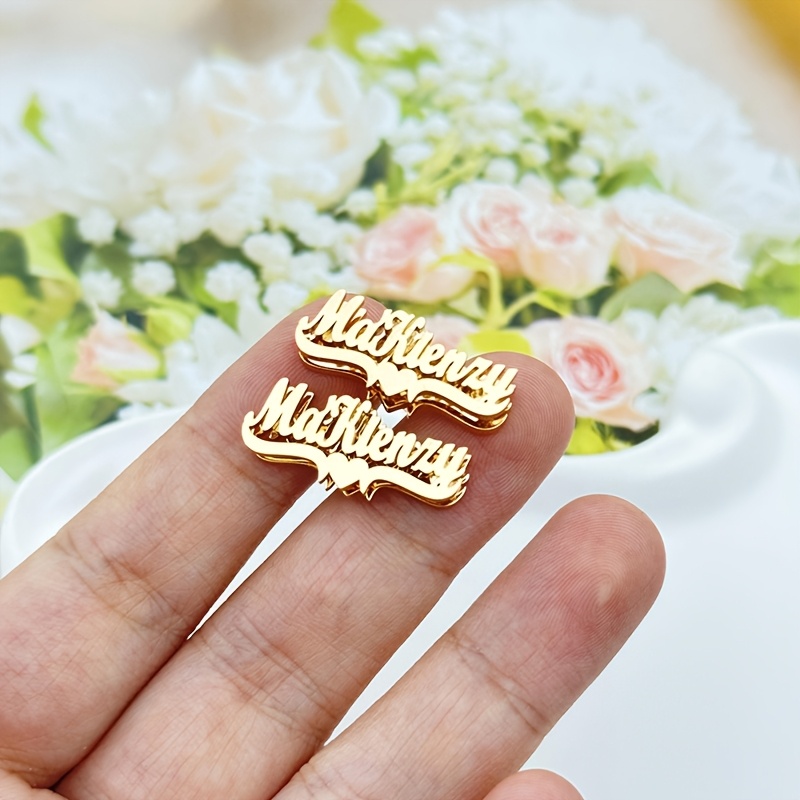 TEMU Custom Double-layer Earrings, Custom Name Double-layer Earrings, Personalized Heart Nameplate Earrings With Custom Materials. Exquisite And
