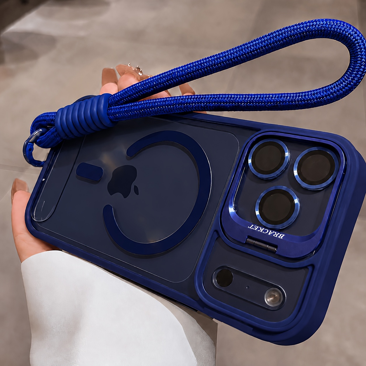 TEMU Phone Case - Luxury Orange Lanyard Magnetic Wireless Charging Metal Lens Stand Phone Case, Compatible With Iphone 17 Pro Max Air 16 15 14 13 12