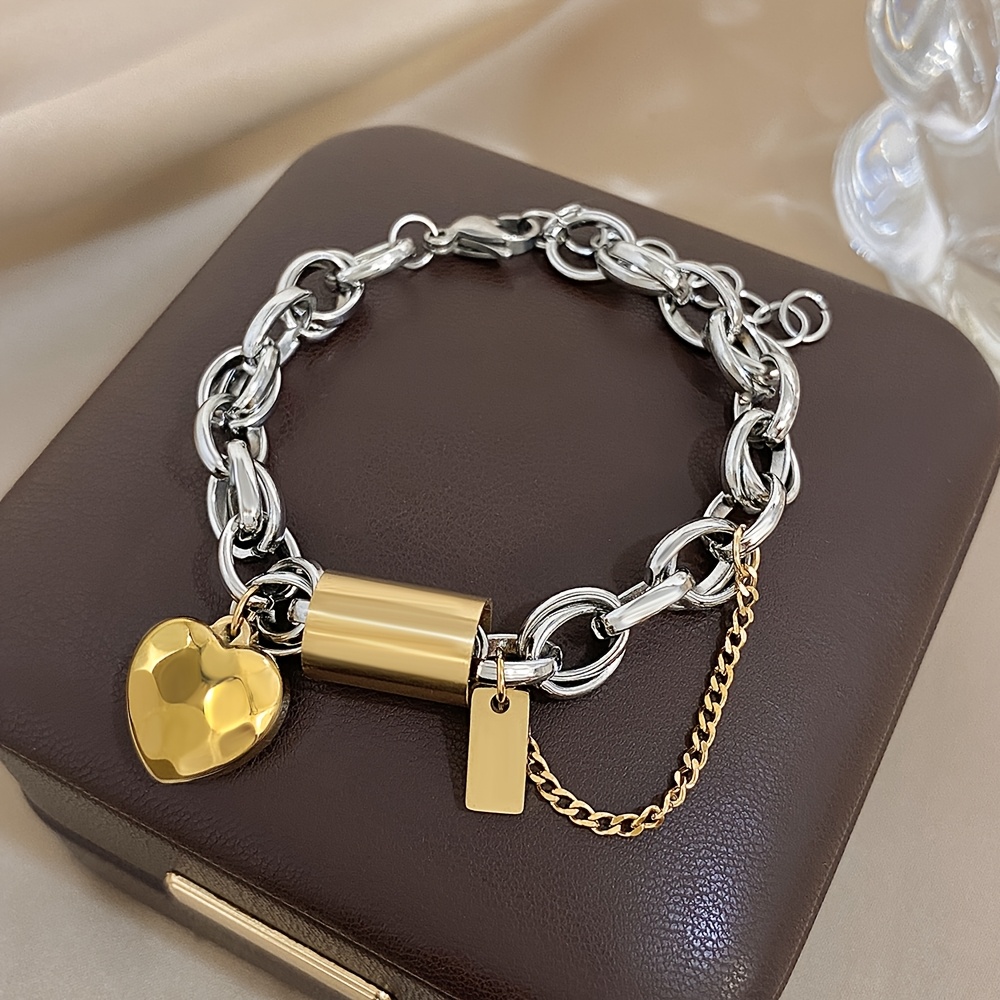 2pcs Romantic Heart Pendant Bangle and Necklace Set