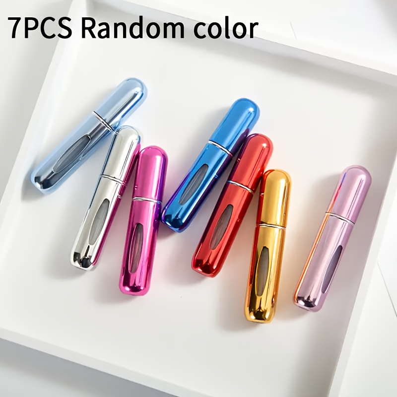 7piece Set Random Colors 5ml Refillable Metal Perfume Atomizer Spray Bottle With Bottom Refill - Pvc-free, Odorless Portable Mini Perfume Container