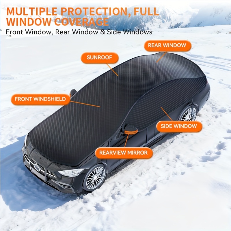 Housse de pare-brise universelle pour voiture avec sangles de fixation - Tissu Oxford à couverture complète, protection tous temps, rangement compact, idéale pour la plupart des voitures