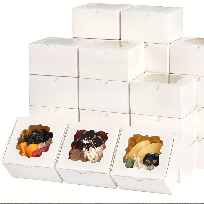 

50pcs White Bakery Boxes 4x4x2.5 Inches Cake Boxes With Window, Cookie Boxes, Pastry Boxes, Dessert Boxes, Treat Boxes For Cheesecake, , Treats, Pastry, Cupcake, Pie, Birthday Party