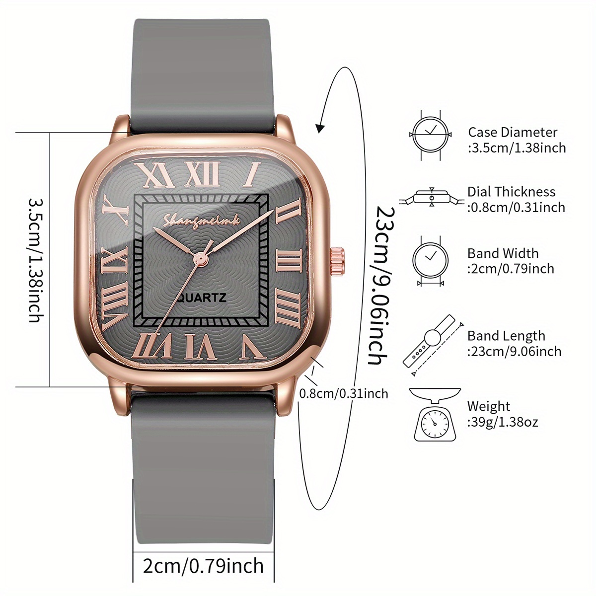 Classic And Stylish Women'S Watch with a Square Roman Numeral Dial, Elegant Trendy Quartz Wristwatch (1pc/Set), Does Not Include Watch Box
