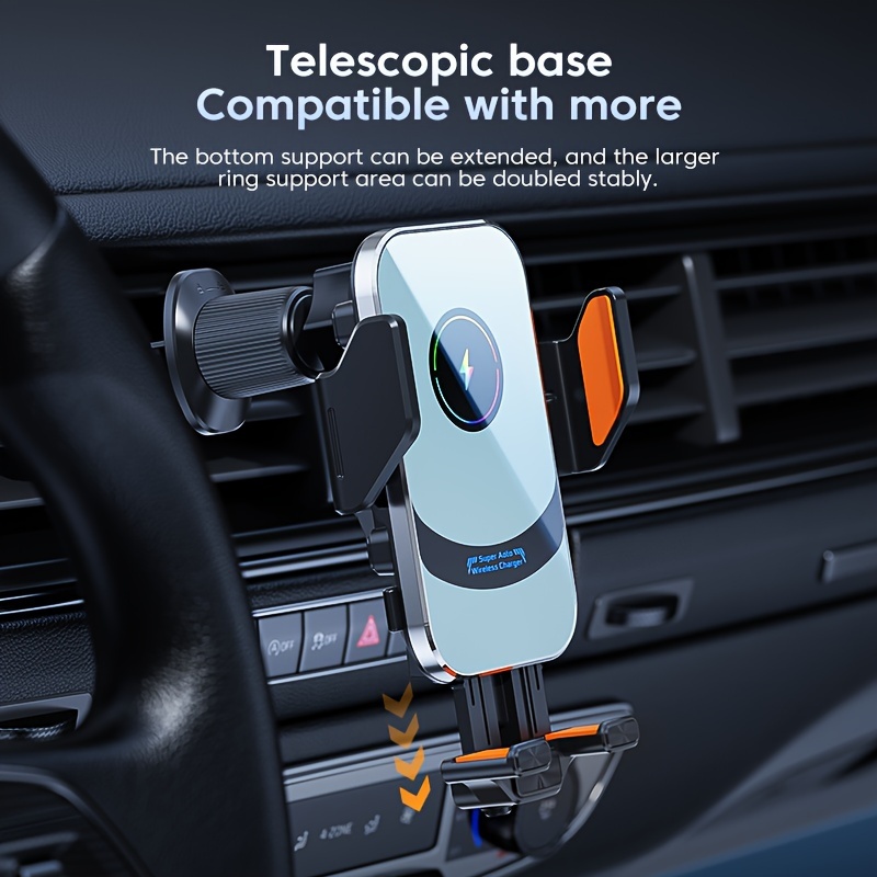 15w wireless car fast charger phone mount qi fast charging auto clamping air vent phone holder for iphone 15 14   details 1