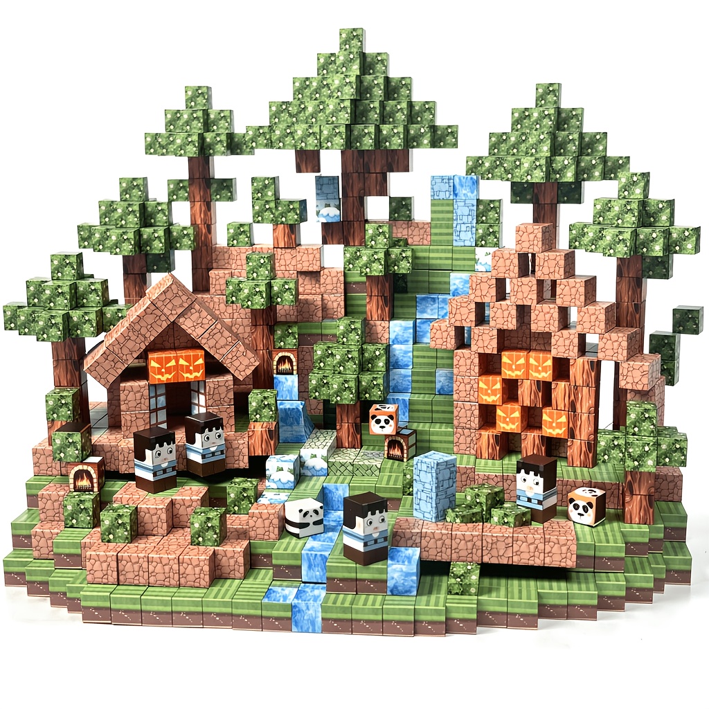 100pcs Magnetic Building Blocks, Dense Forest Theme