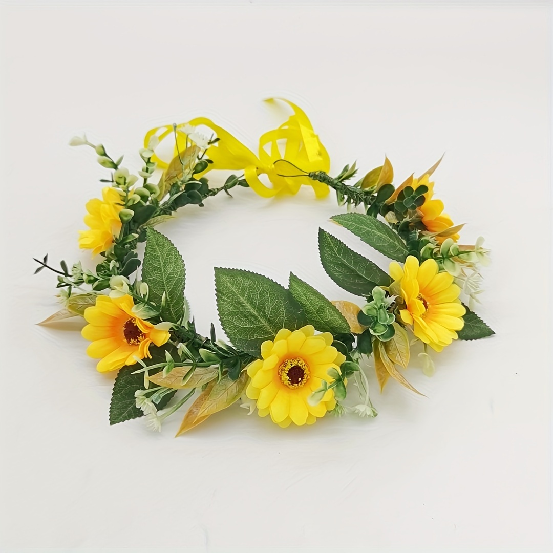 

Charming Daisy Crown Headband - Perfect For Weddings, Parties & Photo Props | Polyester Fiber, Non-woven Material Wedding Hair Accessories For Brides Hair Accessories For Wedding