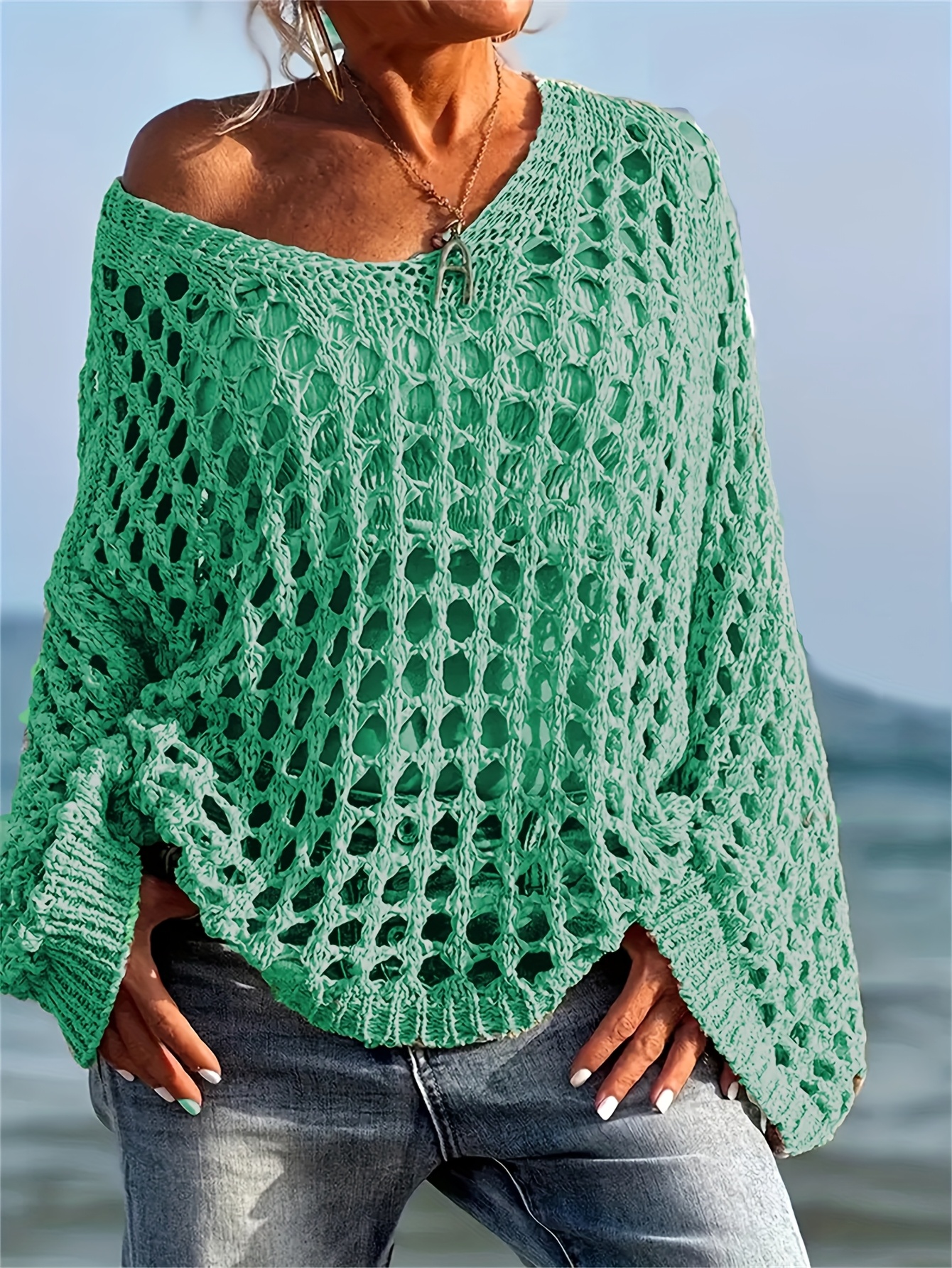 新品CLANE CROCHET V NECK LONG KNIT TOPS CROCHET V NECK LONG KNIT TOPS 