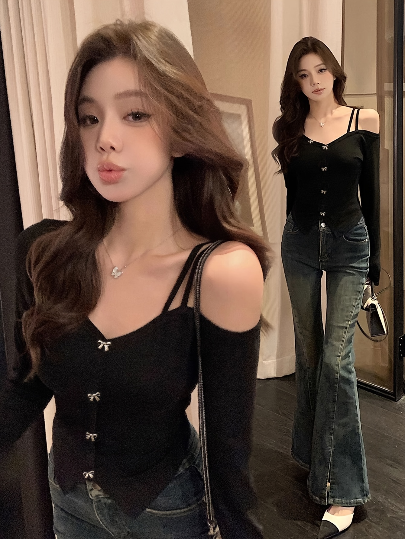 トップス Asymmetry Ruffle One-shoulder Tops Asymmetrical One Shoulder Top-Multi