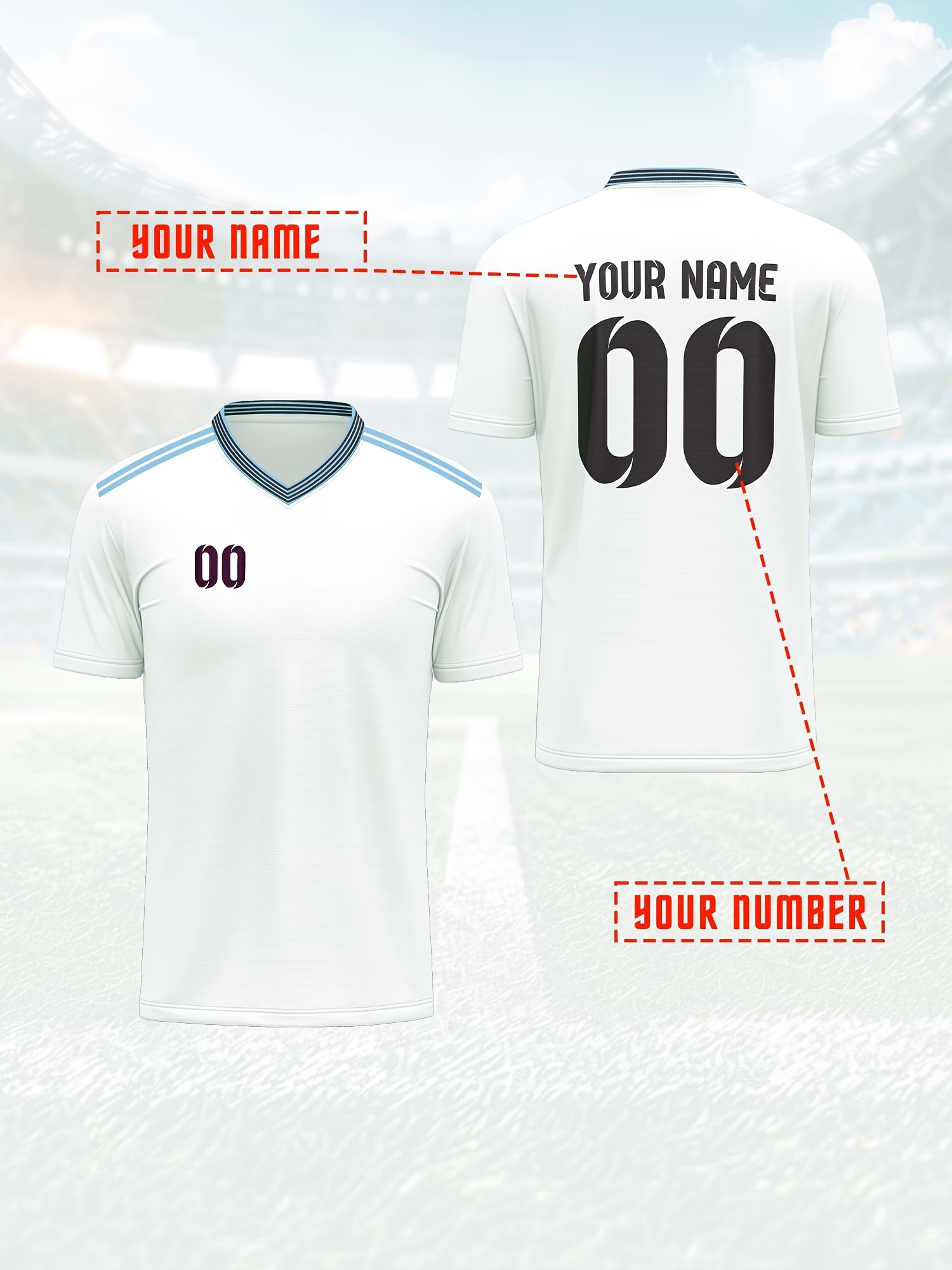 camiseta fútbol cuello hombre personalizada impresión Temu Ecuador