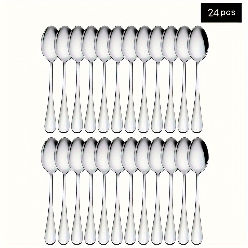 

24pcs Stainless Steel Spoon Set - Mini Spoons For Home, Kitchen, And Restaurant Use - Holidays Including Halloween, Christmas, Easter, Thanksgiving