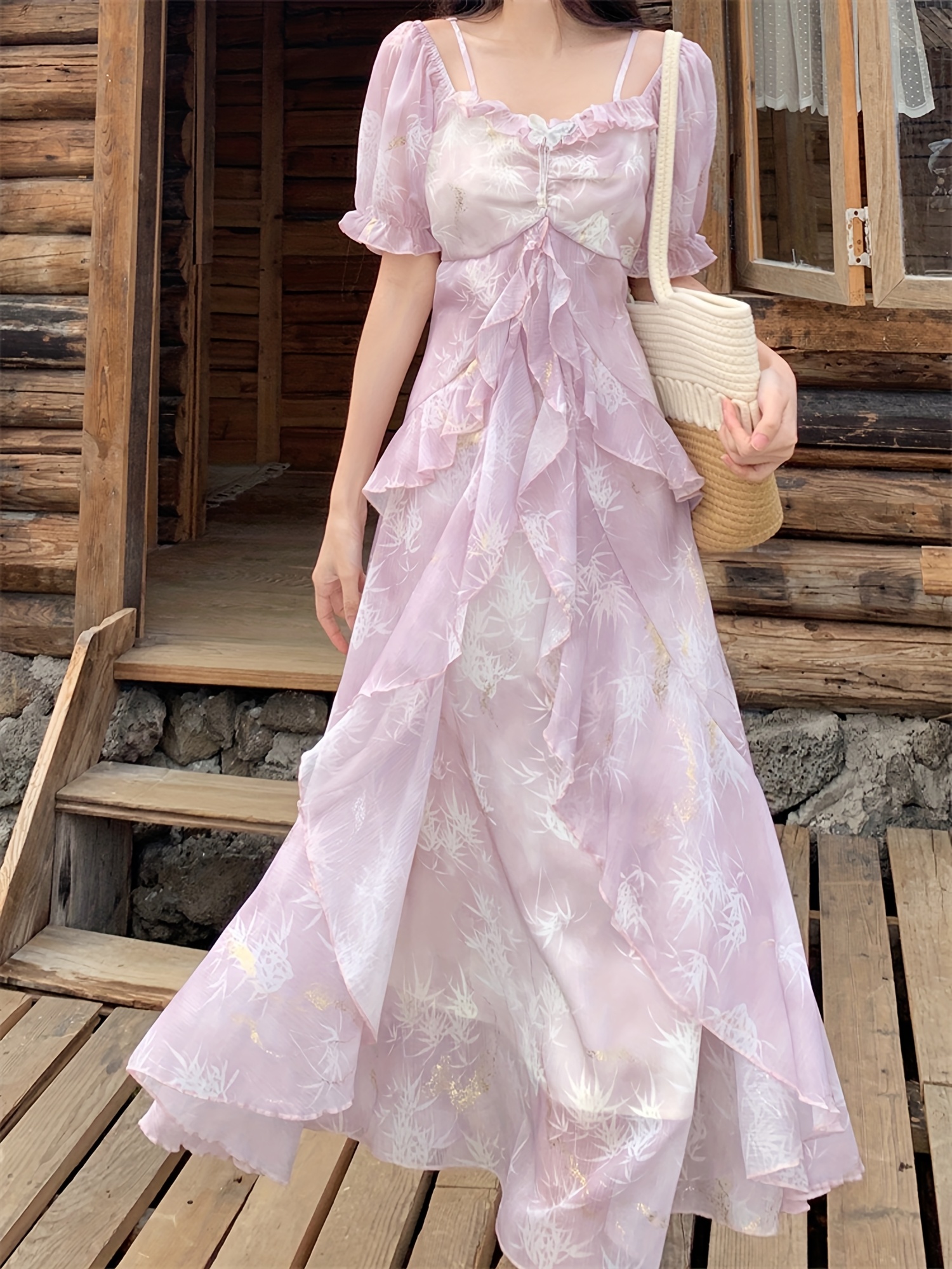 pink and blue long sleeve dress Primavera 13156 Modest Formal Dress Dusty Pink / 6 main image 1
