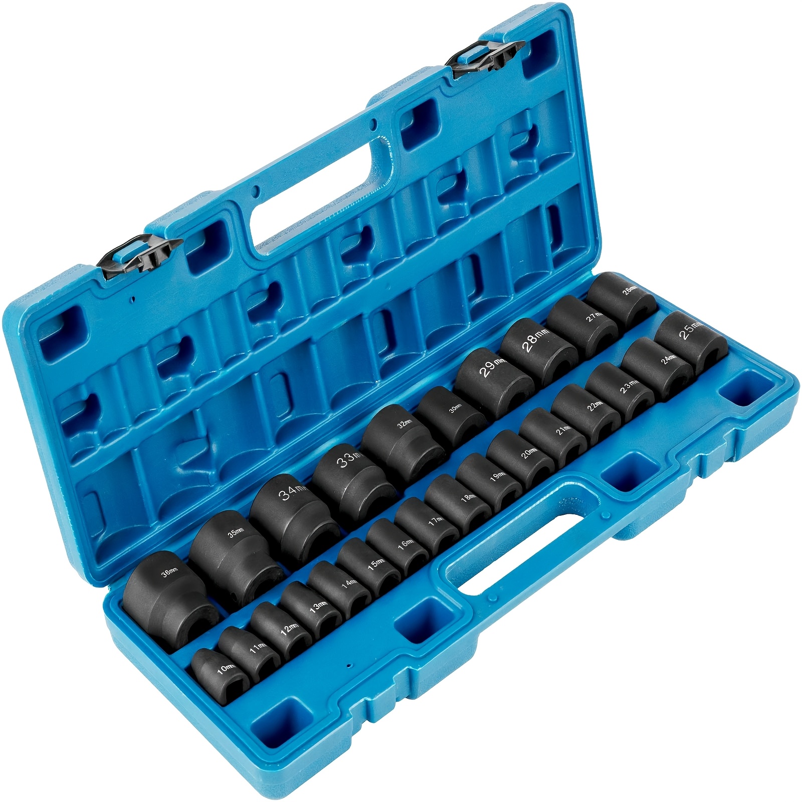 TEMU Impact Socket Set 1/2 Inches 26pcs Impact Sockets, Shallow Socket, 6-point Sockets, Rugged Construction, , 1/2 Inches Drive Socket Set Impact