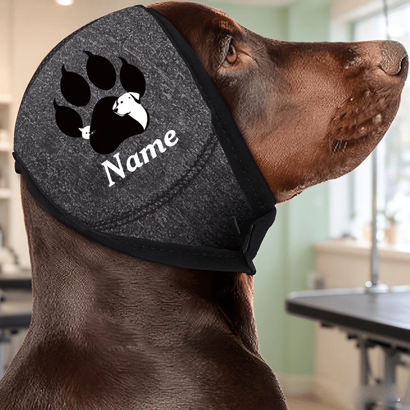 TEMU Customized Sedative Ear Muffs For Dogs, Personalized Name Paw Print Ear Protection Film, Anxiety Relief Headgear For Grooming, Bathing, Travel,
