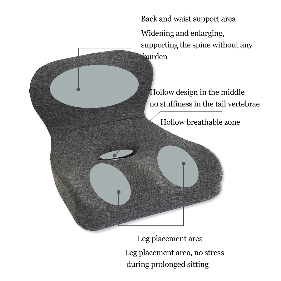 ergonomic office chair cushion with hollow back support memory foam lumbar pillow lightweight non electric cushion for posture   compatible   professional desk chairs breathable seat pad contoured   cushioning remote workers Product details 2