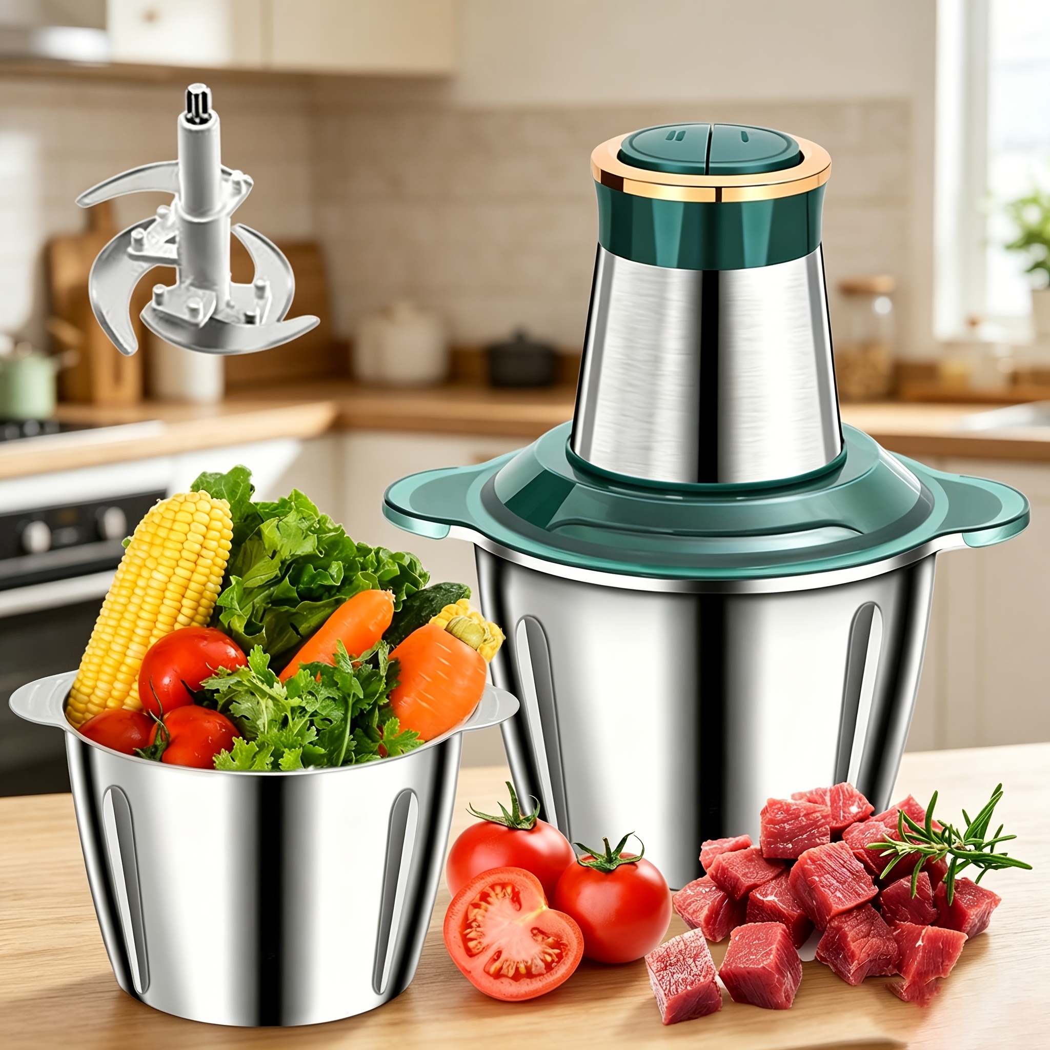 Meat Grinder, Food Processor, 2l Electric Meat Grinder For Home Use, Stainless Steel, 2 , Multi-functional Grinder For Making Meat, Fruit, Peanut, Walnut, Bean, Kitchen Blender.