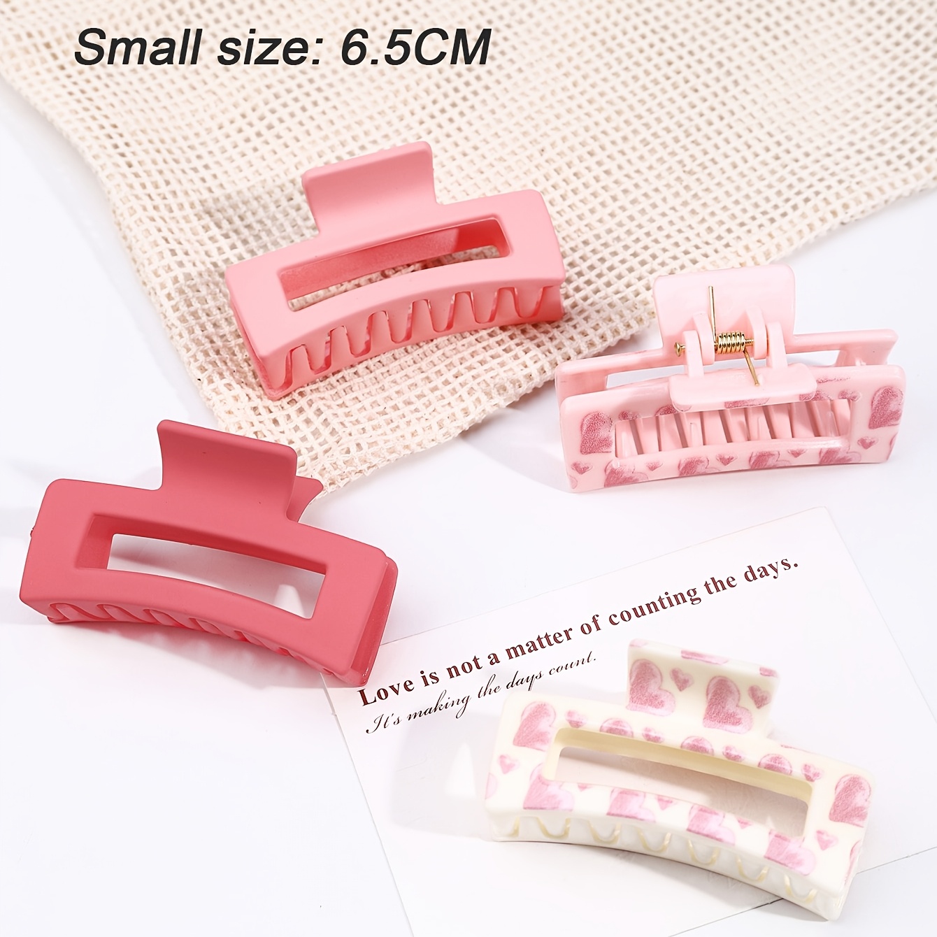 TEMU 4pcs Pinces à Cheveux Imprimé Cœur/Couleur Unie, Antidérapantes et Durables, Conviennent aux Femmes avec des Cheveux Épais ou Fins, Partie d'une