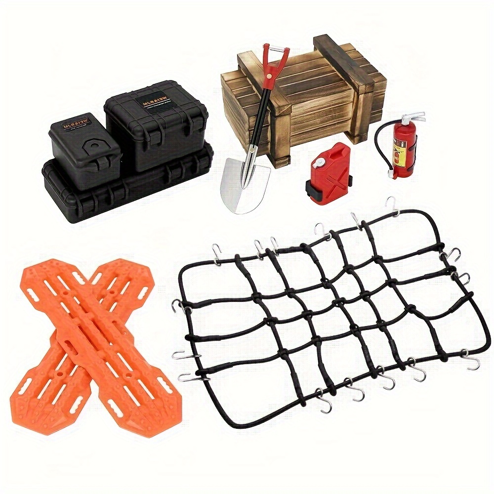 Image of Epinon 1/10 Rc Crawler Accessories Storage Box Wood Box Luggage Box Shovel Fire Extinguisher Recovery Board For Trx4 Axial Scx10 Rc 1/10 Crawler