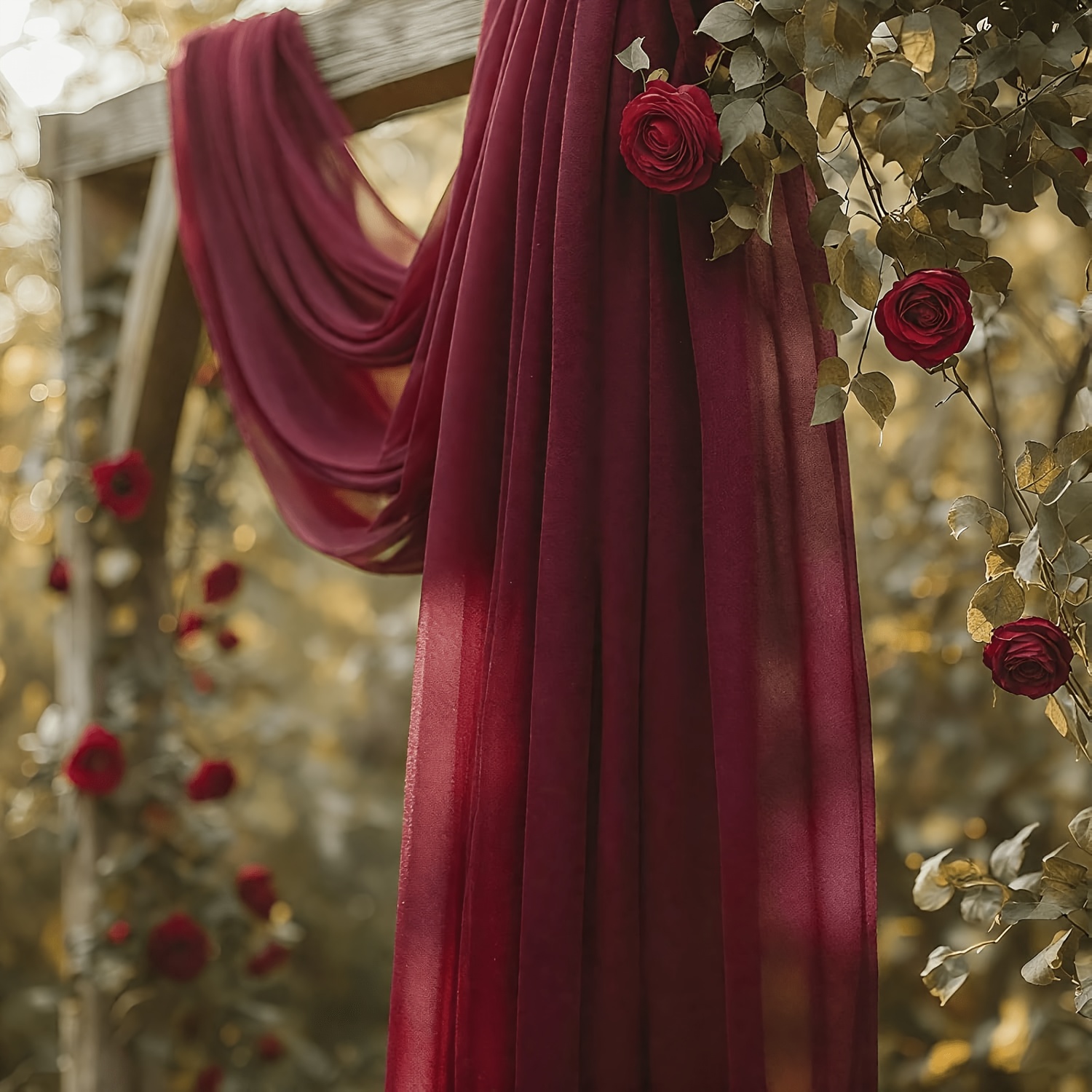 TEMU Tissu de draperie pour de mariage, 29,5" x 197", de chiffon voilage infroissable pour toile de fond de cérémonie, tonnelle, pergola, croix