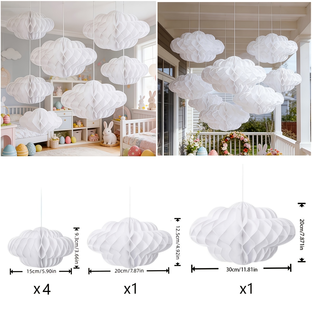 6pcs 3d Cloud Decorations Hanging Honeycomb Decor Artificial Cloud Ornaments For Ceiling Art Wedding Birthday Room Party Decorations (large,classical Style)