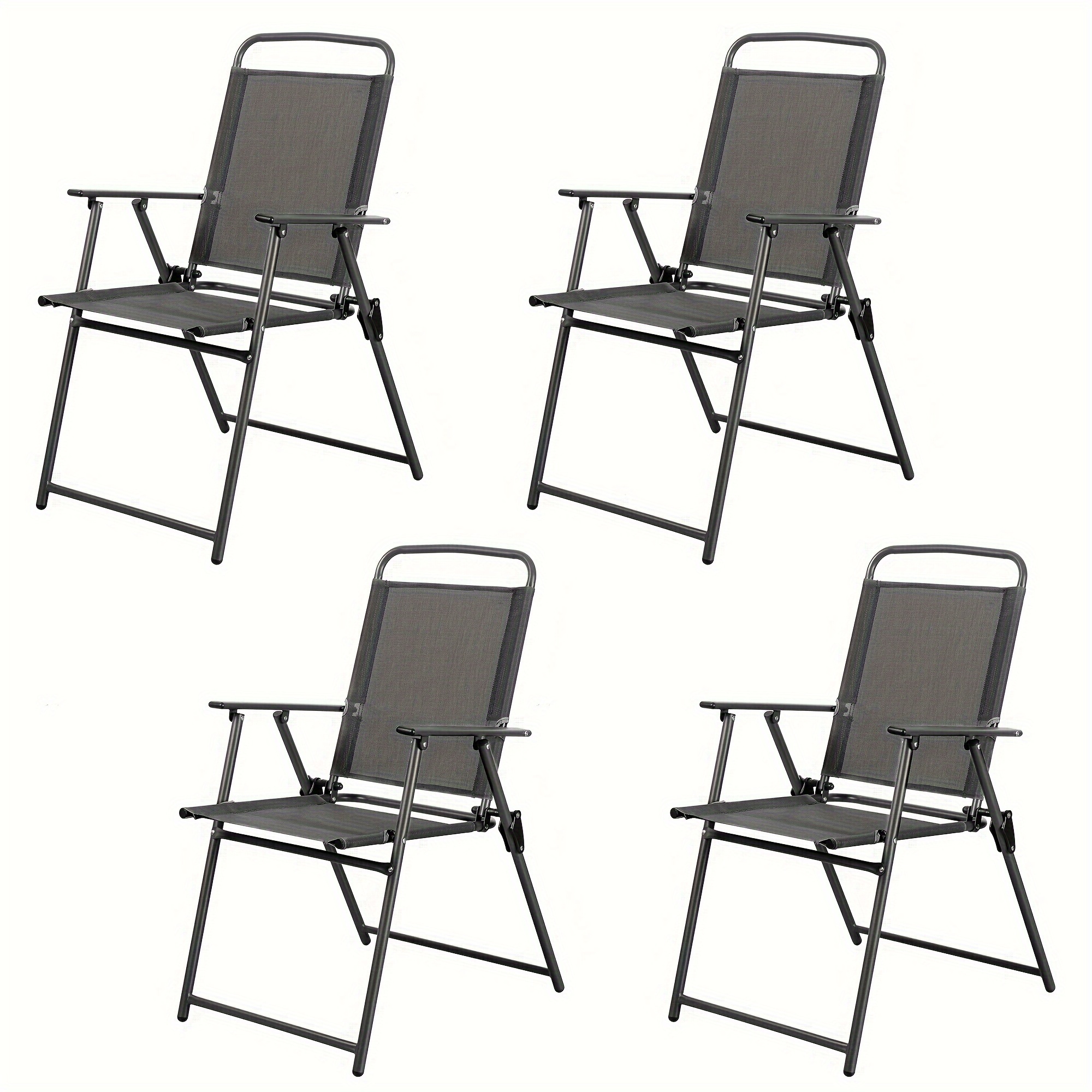 

Outdoor Folding Dining Chairs Set Of 4, Folding Lawn Chairs With Textilene Mesh Fabric And Metal Frame, Portable Chairs For Patio, Backyard, Camping And Porch