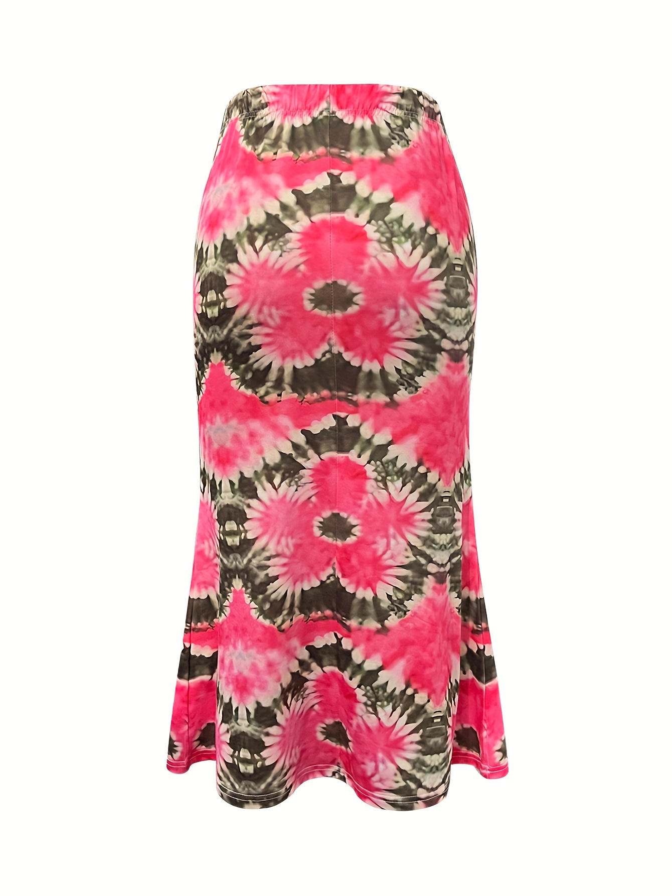 jupe longue taille haute à imprimé floral femme rose vif - Temu Switzerland, image size:800x1066