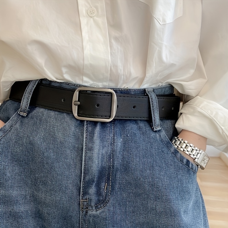 

Chic Vintage-inspired Pu Leather Belt For Women - Accessory For Jeans & Dresses, Non-woven Material