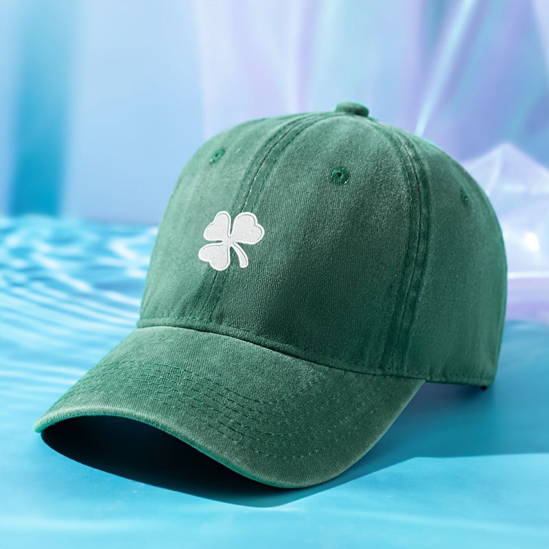 St. Patrick's Day Baseball Classic Clover Irish Shamrock Embroidered Dad Hats Solid Color Washed Distressed Sports Hats for Women Men,Temu