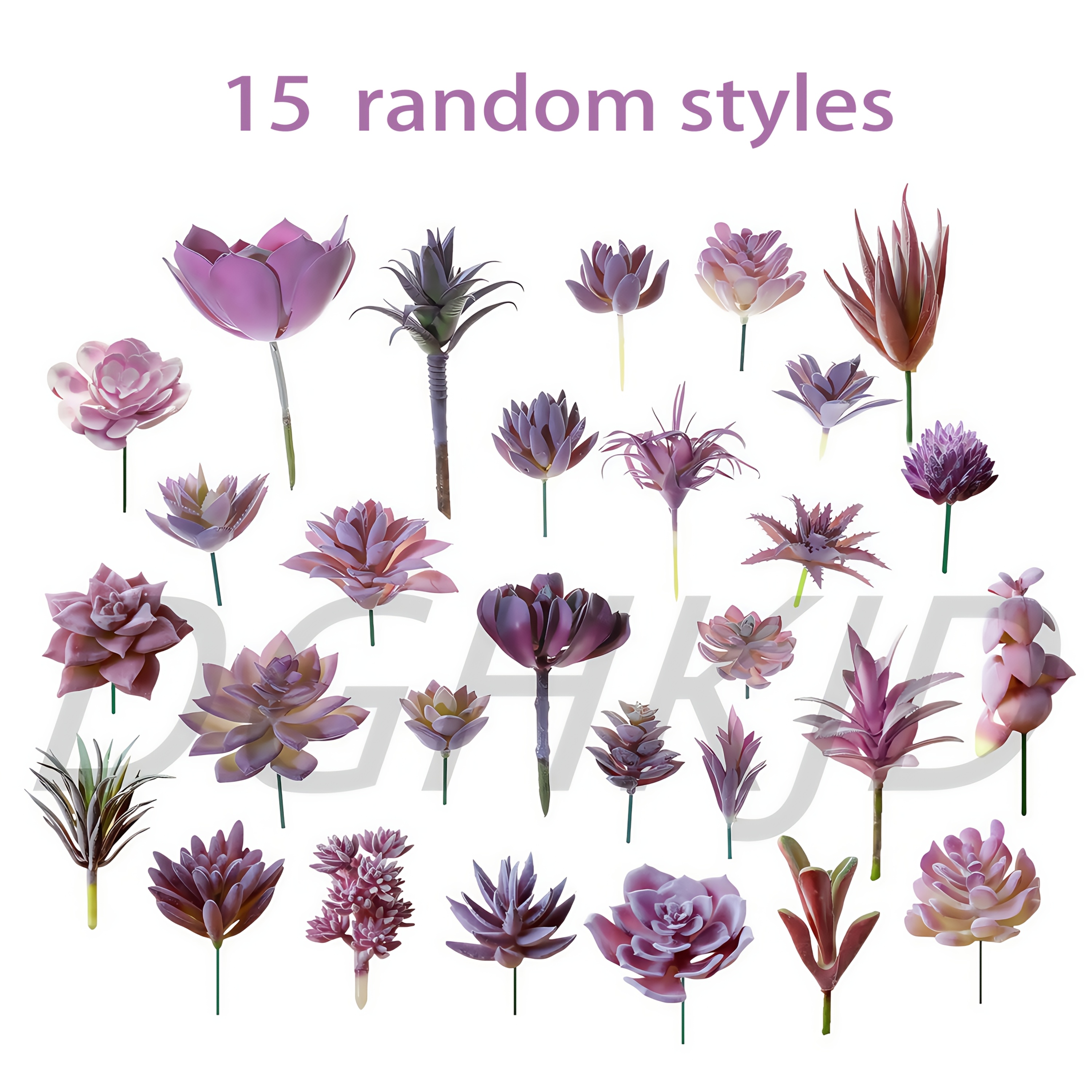 Image of Random 15pcs, Velvet Purple Series, Realistic Succulent Plants, Plant Ornaments And Decorations, Creative Flower Pot Additions, Living Room Tabletop Decor