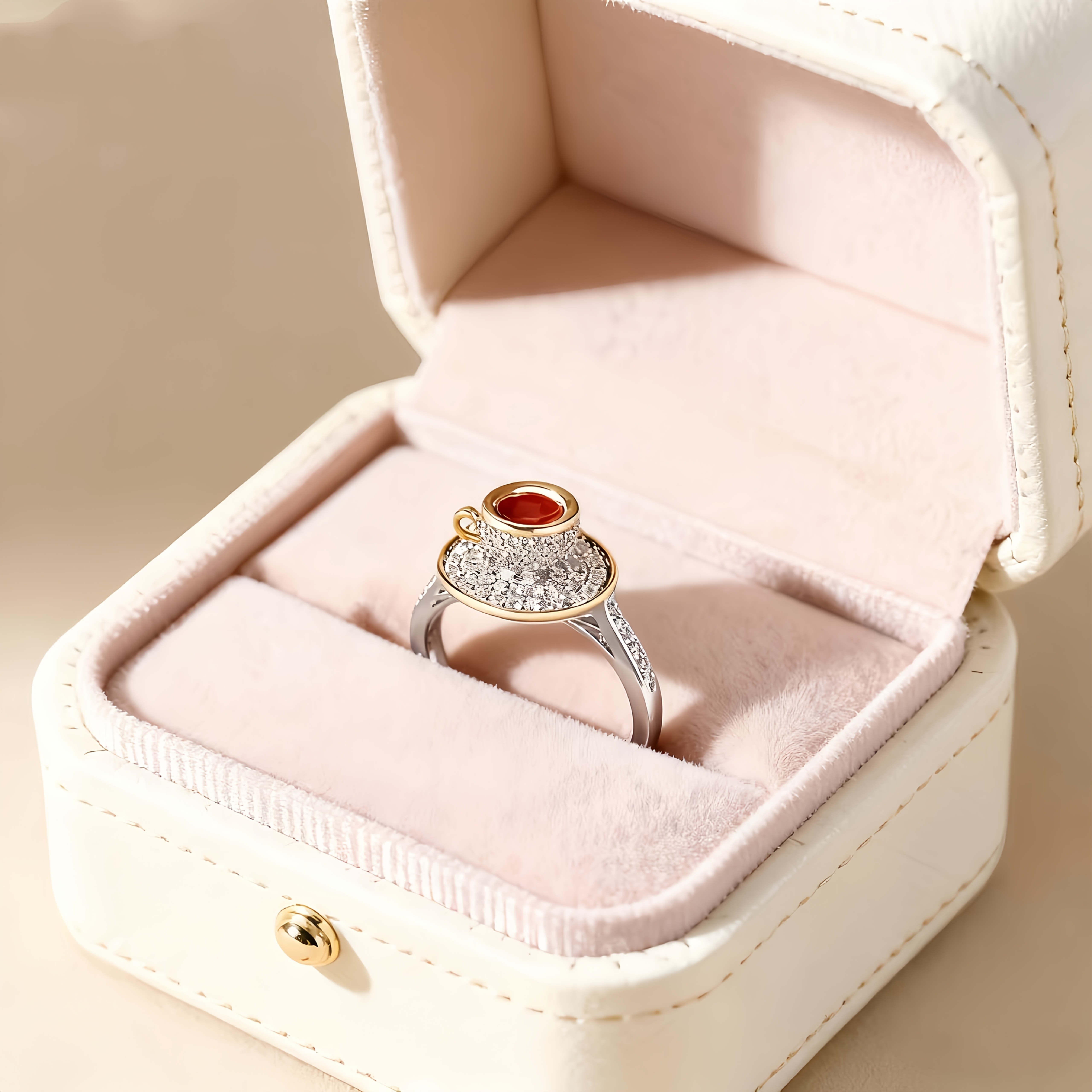 S925 Silver Creative Coffee Cup Ring