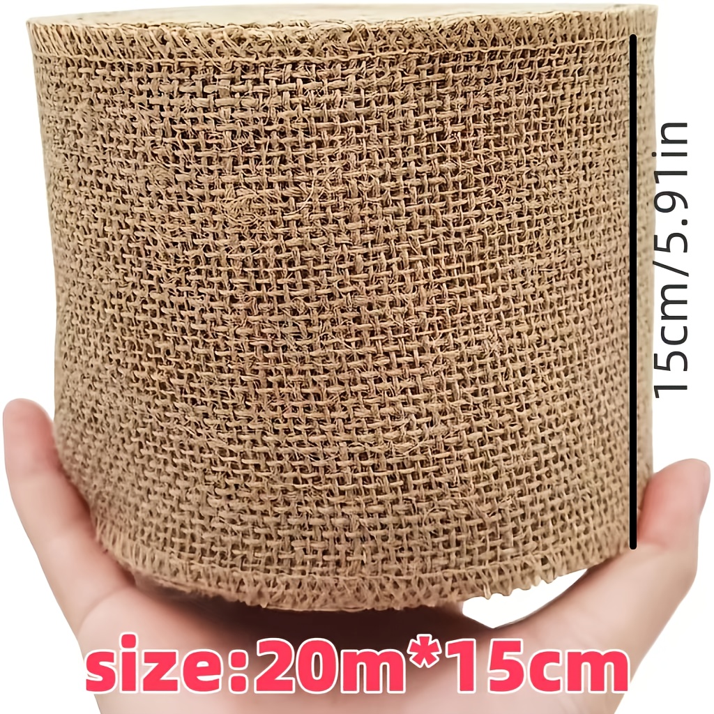 TEMU 20 Meters Long, 10/15 Centimeters Wide Natural Burlap Ribbon - Hessian Lace Gift Packaging Christmas Vintage Wedding Table Runner Tablecloth,