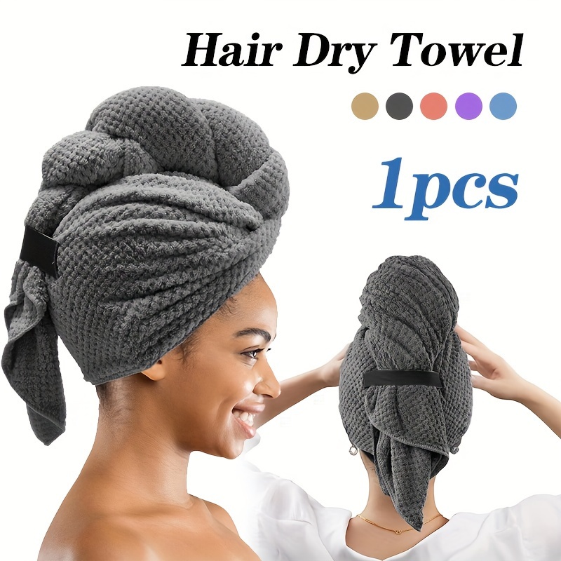 

1pc Large -dry Grid Hair Towel, Absorbent Hair Dryer For Curly, Long & , Women's Polyester Microfiber, Fragrance-free, High Absorbency, Normal Hair Texture, Knitted Fabric