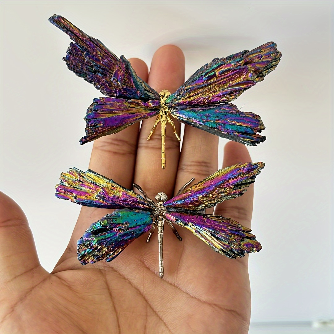 TEMU 2 piezas/juego de pequeñas esculturas de mariposas de cristal natural, adornos, decoración , exhibición de escritorio, regalo del Día de la