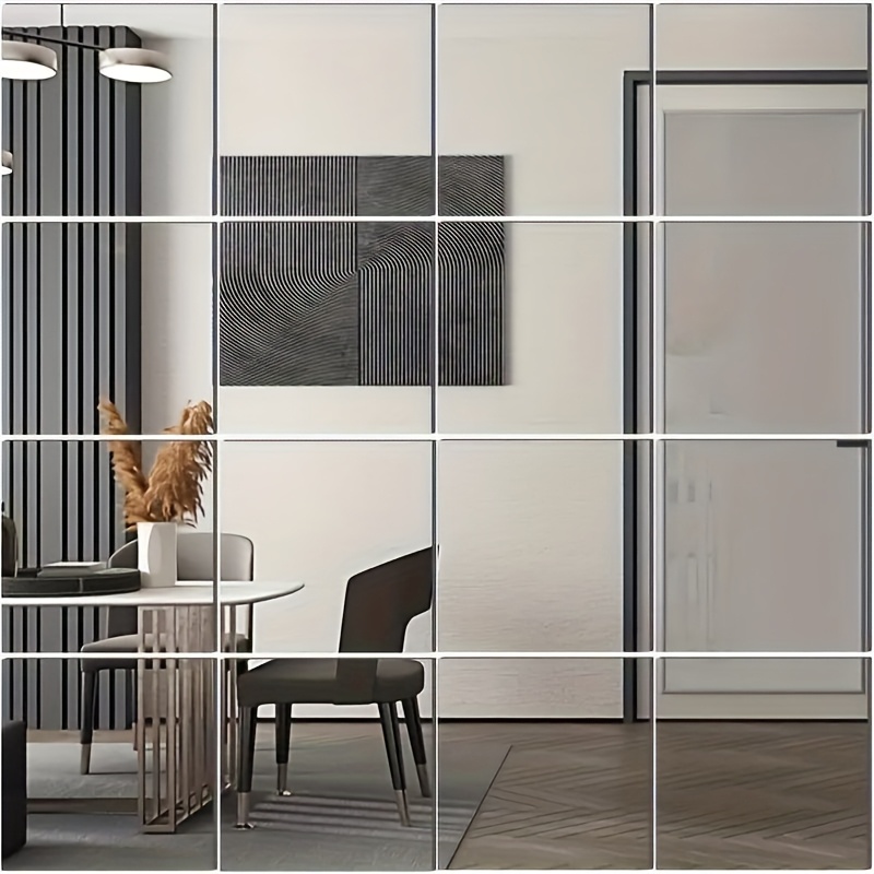 TEMU Acrylic Mirror Wall Stickers 5.9*5.9inch Mirror Acrylic Mirror Tiles For Home Wall Decoration Removable Mirror Wall Stickers Square Mirror Panel Wall Decoration