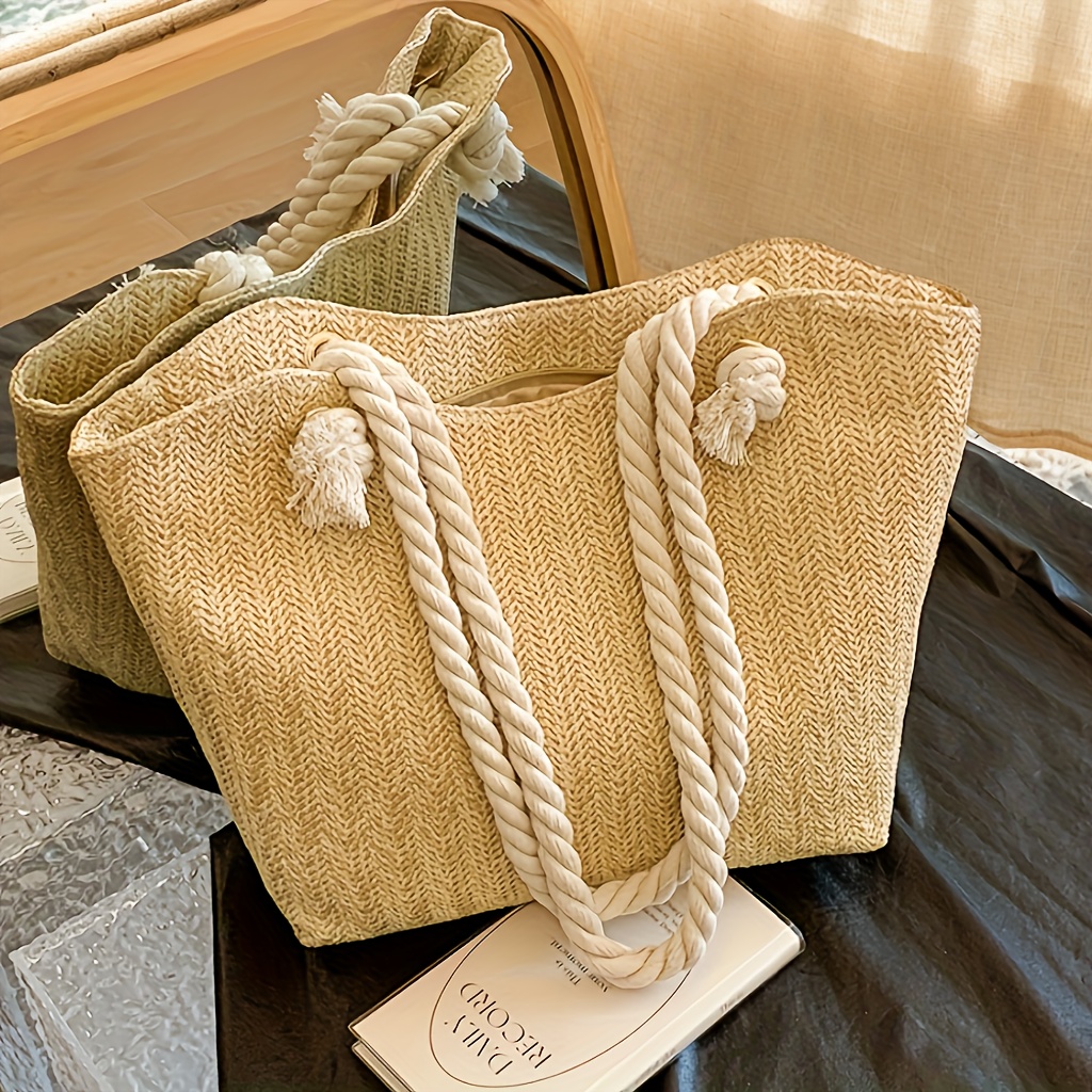 women's vintage tote bag lightweight large capacity beach Temu