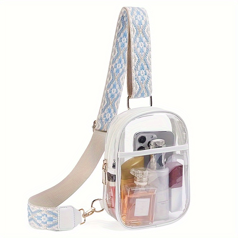 TEMU Clear Waterproof Chest Bag With Guitar , Trendy Crossbody Bag, Inspection Allowed, For