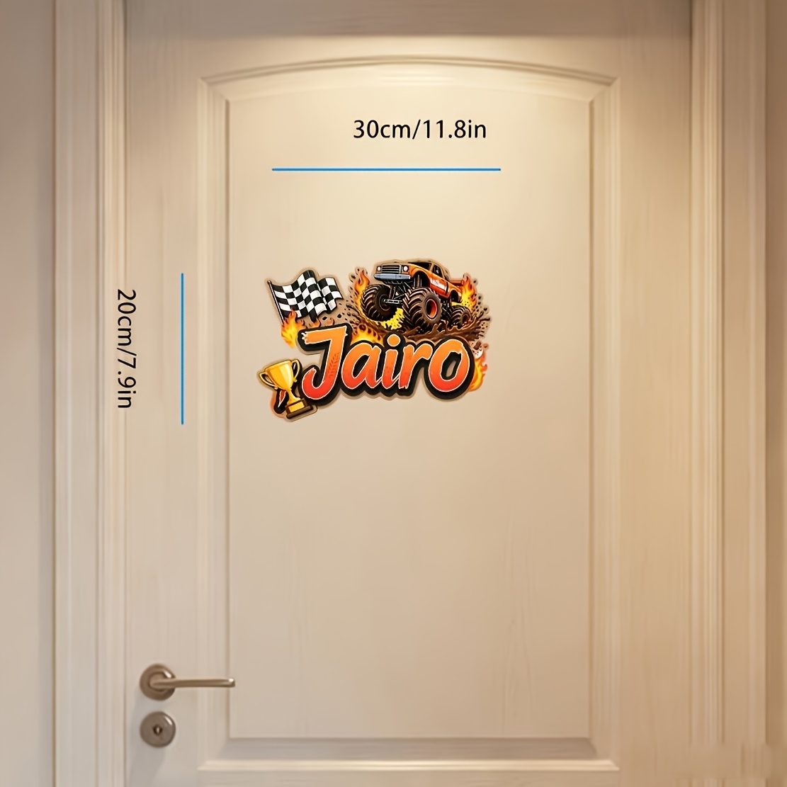 TEMU Panneau en bois personnalisé THOMAS Monster Truck - Décoration murale de chambre avec nom personnalisable (motif THOMAS inclus), convient pour ,
