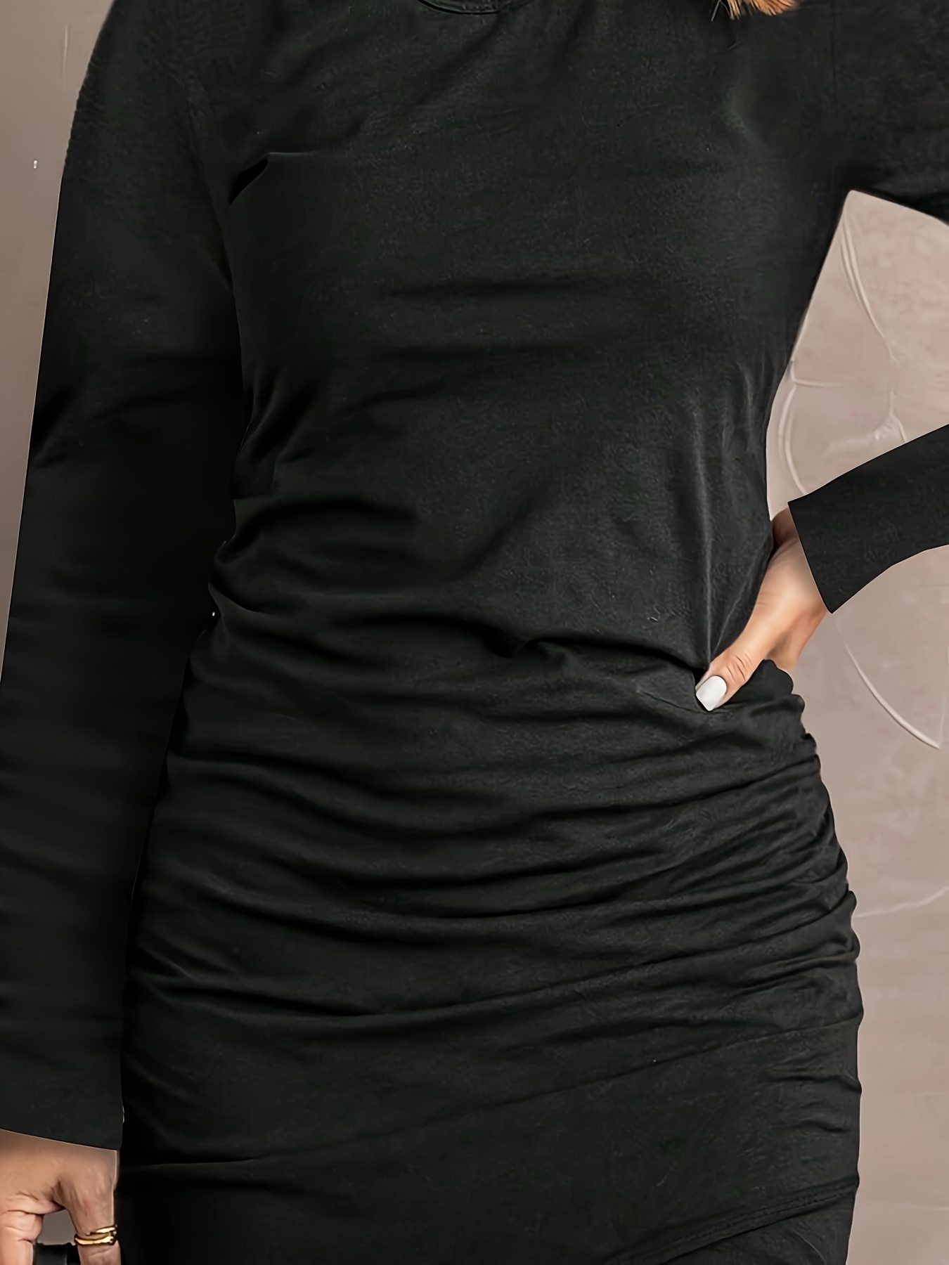 chinese dress ladies Long Sleeve Petite Women Dress L / Charcoal