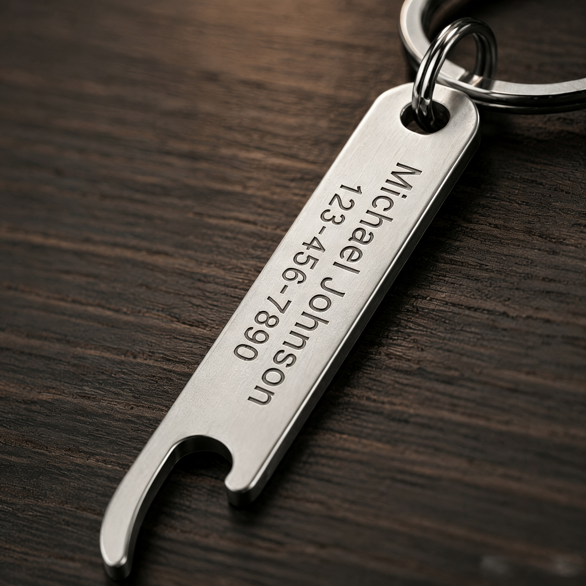 TEMU Personalized Stainless Keychain With Bottle Opener, Custom Name And Phone Number Anti-lost Keyring, Durable Fashion Pendant For Men Women,