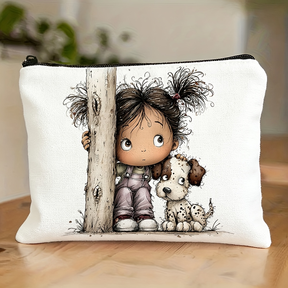 TEMU Beauty case retr簷 stile lady con design a cane maculato. Borsa da viaggio facile, versatile e multifunzionale adatta per riporre prodotti per il