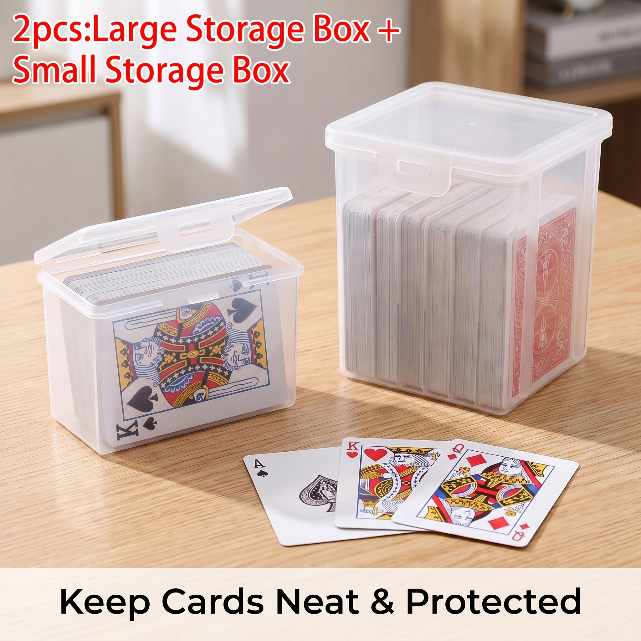 TEMU Lot de 2 boîtes de rangement (grande boîte de rangement et boîte de rangement pour cartes), convient aux jeux de cartes, idéal pour les jeux de