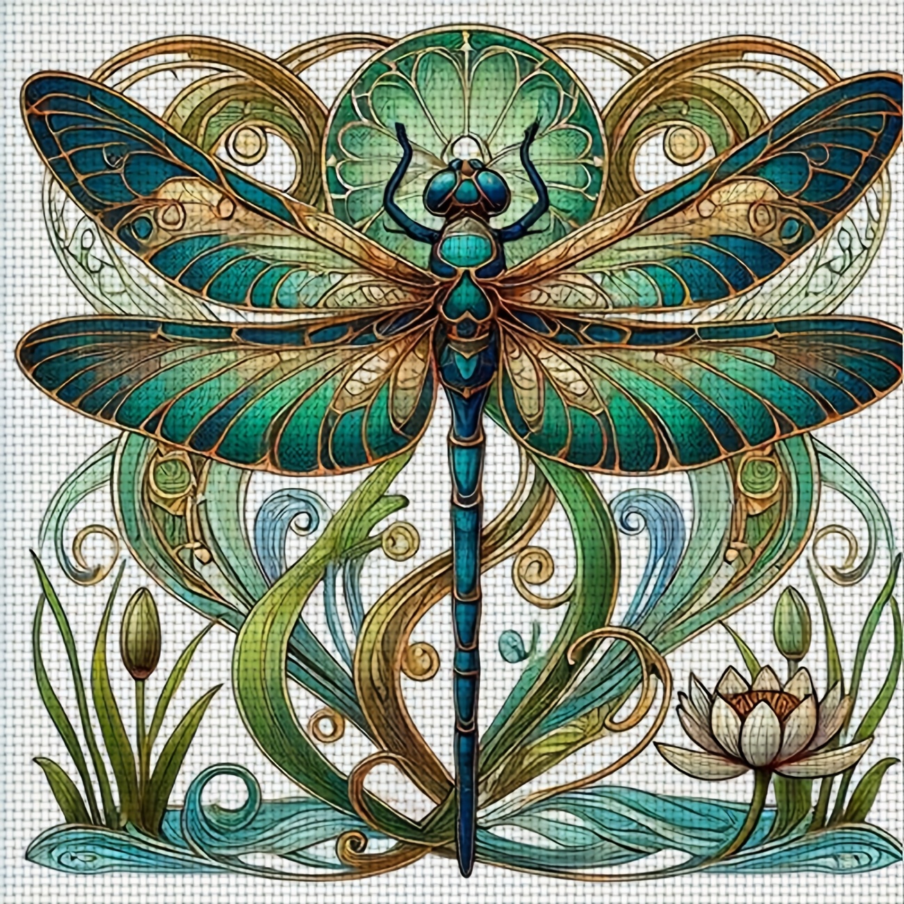 TEMU 1 Kit de Broderie Point de Croix Imprimé DIY, Cadre, Design " Colorée avec Motif Floral", Parfait pour les Débutants pour se Détendre et Créer,