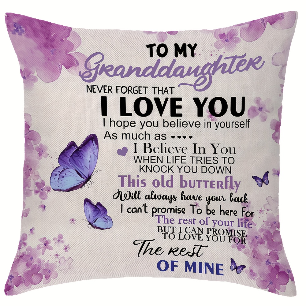 TEMU Cover 18"x18" - Soft Plush, Zippered Pillowcase For Granddaughter's Birthday Gift & Home Decor (pill Insert Not Included)