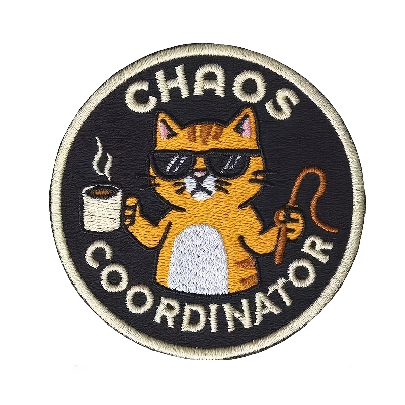 TEMU 1pc Coordinator Patch 3 Inch Funny Cat Patch With Coffee Embroidered For Backpacks, Vests, Hats, Gifts
