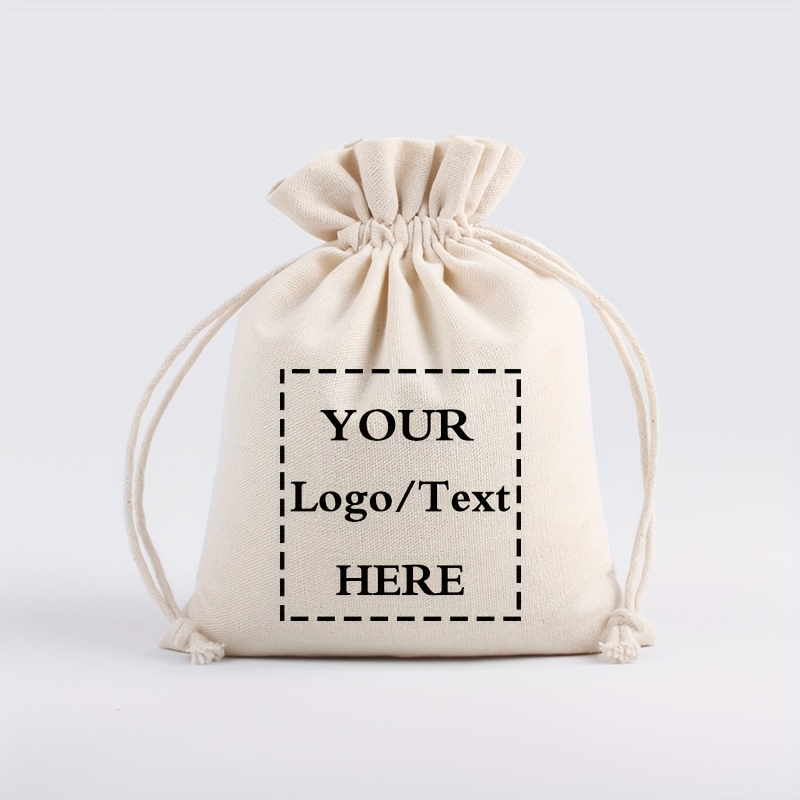 TEMU Gift For Her/him 5/7/12pcs Custom Logo Muslin Bags Drawstring Canvas Sachet Bag Reusable Empty Gift Pouch For Party Home Eid