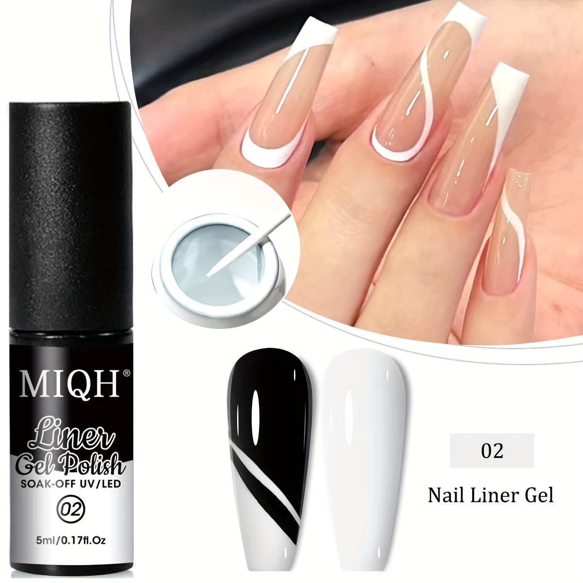 0.17oz Draw Line Graffiti Semi Permanent Nail Gel Nail Polish - Includes Silvery, White And Gel With Micro Brush Head For , Graffiti And Stripe Patterns - Non Toxic And Odorless Gel Paint